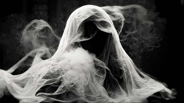 Abstract ghost devil in smoke black and white